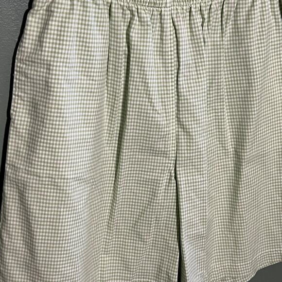 Vintage Quacker Factory Sage Green Gingham Check Shorts Large - Picture 3 of 6